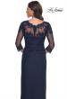 Picture of: Long Jersey Evening Dress with Lace Detail Neckline and Sleeves in Navy, Style: 31093, Detail Picture 4