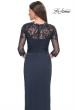 Picture of: Long Jersey Evening Dress with Lace Sleeves in Navy, Style: 31659, Detail Picture 4