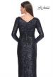 Picture of: Long Sleeve Sequin Evening Dress with Ruching in Navy, Style: 31698, Detail Picture 4