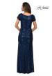 Picture of: Long Sequin Evening Dress with Cap Sleeves in Navy, Style: 27916, Detail Picture 5