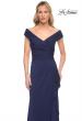 Picture of: Long Luxurious Jersey Off the Shoulder Evening Gown in Blue, Style: 30040, Detail Picture 5