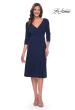 Picture of: Chic Tea Length Jersey Dress with Ruching in Navy, Style: 30069, Detail Picture 5