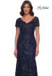 Picture of: Gorgeous Beaded Long Gown with Short Sleeves and V Neck in Navy, Style: 30798, Detail Picture 5