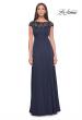 Picture of: A-Line Satin Dress with Stunning Beaded Neckline and Short Sleeves in Navy, Style: 31195, Detail Picture 5