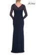 Picture of: Long Sleeve Sheer Net Jersey Gown with Ruching in Navy, Style: 33282, Detail Picture 5
