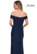 Picture of: Ruched Off the Shoulder Net Jersey Evening Dress in Navy, Detail Picture 6