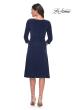 Picture of: Chic Tea Length Jersey Dress with Ruching in Navy, Style: 30069, Detail Picture 6