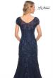 Picture of: Lace and Tulle Mermaid Gown with Cap Sleeves in Blue, Style: 30269, Detail Picture 6