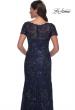 Picture of: Gorgeous Beaded Long Gown with Short Sleeves and V Neck in Navy, Style: 30798, Detail Picture 6