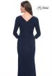 Picture of: Long Jersey Evening Dress with Square Neckline and Sleeves in Navy, Style: 30883, Detail Picture 6
