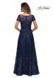 Picture of: Long Lace Dress with Sheer Neckline and Cap Sleeves in Navy, Style: 27935, Detail Picture 7