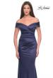 Picture of: Off the Shoulder Stretch Satin Evening Dress in Navy, Style: 31621, Detail Picture 7