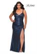 Picture of: Metallic Plus Size Dress with Cut Out Open Back in Navy, Style: 29053, Main Picture