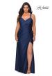 Picture of: Chic Jersey Plus Size Gown with Strappy Back in Navy, Style: 29062, Main Picture