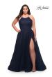 Picture of: Tulle Gown with Lace Bodice and High Neckline in Navy, Style: 29071, Main Picture