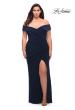 Picture of: Jersey Plus Size Dress with Off the Shoulder Top in Navy, Style: 29397, Main Picture