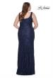 Picture of: Beaded Lace Plus Size Fitted Dress with Square Neckline in Navy, Style: 31605, Detail Picture 8