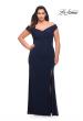 Picture of: Flattering Ruched Off the Shoulder Plus Size Dress in Navy, Style: 29722, Detail Picture 10