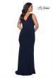 Picture of: Jersey Plus Size Prom Dress with V-Neckline and Slit in Navy, Style: 28882, Back Picture