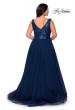 Picture of: Curvy A-line Prom Gown with Sequin Bodice and Tulle Skirt in Navy, Style: 29045, Back Picture