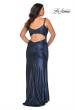 Picture of: Metallic Plus Size Dress with Cut Out Open Back in Navy, Style: 29053, Back Picture