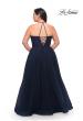 Picture of: Tulle Gown with Lace Bodice and High Neckline in Navy, Style: 29071, Back Picture