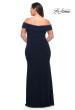 Picture of: Jersey Plus Size Dress with Off the Shoulder Top in Navy, Style: 29397, Back Picture