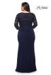 Picture of: Jersey Plus Dress with Lace Sleeves and Back in Navy, Style: 29586, Back Picture