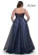 Picture of: Stunning A-line Plus Dress with Sequin Beaded Applique in Navy , Style: 33061, Back Picture