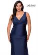 Picture of: Simple Jersey Plus Size Gown with Faux Wrap Bodice in Navy, Style: 29028, Detail Picture 1