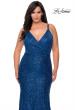 Picture of: Sequin Curvy Prom Dress with Cut Out Open Back in Navy, Style: 29063, Detail Picture 1