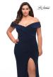 Picture of: Jersey Plus Size Dress with Off the Shoulder Top in Navy, Style: 29397, Detail Picture 1