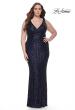 Picture of: Sequin Plus Size Evening Dress with Lien Design in Navy, Style: 32016, Detail Picture 1