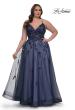 Picture of: Stunning A-line Plus Dress with Sequin Beaded Applique in Navy , Style: 33061, Detail Picture 1