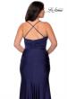 Picture of: Jersey Prom Dress for Curves with Slit and Criss Cross Back in Navy, Style: 29022, Detail Picture 2