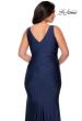 Picture of: Simple Jersey Plus Size Gown with Faux Wrap Bodice in Navy, Style: 29028, Detail Picture 2