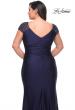 Picture of: Long Jersey Gown with Jeweled Cap Sleeves in Navy, Style: 29481, Detail Picture 2