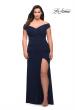 Picture of: Flattering Ruched Off the Shoulder Plus Size Dress in Navy, Style: 29722, Detail Picture 2