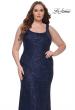 Picture of: Beaded Lace Plus Size Fitted Dress with Square Neckline in Navy, Style: 31605, Detail Picture 2
