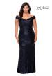 Picture of: Off The Shoulder Sequin Plus Size Prom Dress in Navy, Style: 28795, Detail Picture 3