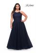 Picture of: Tulle Gown with Lace Bodice and High Neckline in Navy, Style: 29071, Detail Picture 3