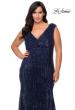 Picture of: Faux Wrap Bodice Sequin Plus Size Prom Gown in Navy, Style: 28962, Detail Picture 4