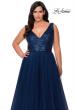 Picture of: Curvy A-line Prom Gown with Sequin Bodice and Tulle Skirt in Navy, Style: 29045, Detail Picture 4