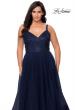 Picture of: Plus Size A-line Prom Gown with Rhinestone Bodice in Navy, Style: 29060, Detail Picture 4