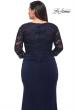 Picture of: Jersey Plus Dress with Lace Sleeves and Back in Navy, Style: 29586, Detail Picture 4