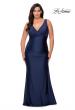 Picture of: Simple Jersey Plus Size Gown with Faux Wrap Bodice in Navy, Style: 29028, Detail Picture 5