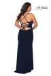 Picture of: Jersey Plus Size Dress with Slit and Lace Up Back in Navy, Style: 29055, Detail Picture 5