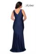 Picture of: Simple Jersey Plus Size Gown with Faux Wrap Bodice in Navy, Style: 29028, Detail Picture 6