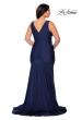 Picture of: Neon Plus Size Jersey Dress with Faux Wrap Bodice in Navy, Style: 29016, Detail Picture 7