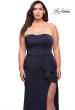 Picture of: Strapless Plus Size Dress with Ruffle Slit Detail in Navy, Style: 29664, Detail Picture 7